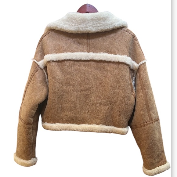 Fire Lady Fur Faux Suede & Fur crop Asymmetrical zip full fur lining & Sleeves - Picture 4 of 17